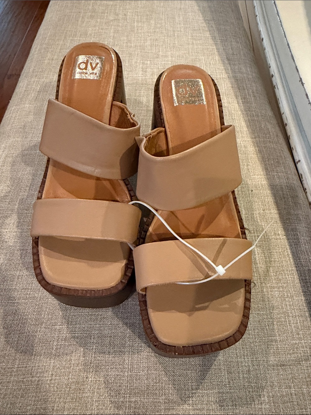 DV by Dolce Vita Tan Double-Strap Slide Sandals